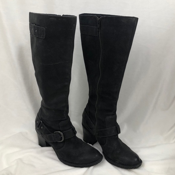 BORN Buckle Leather Moto Boots Tall {Charcoal} - Picture 9 of 11